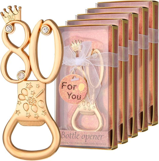 24 boxes of rose gold themed 80th birthday bottle openers favored for 80th anniversary wedding party gifts birthday party souvenirs or party decorations