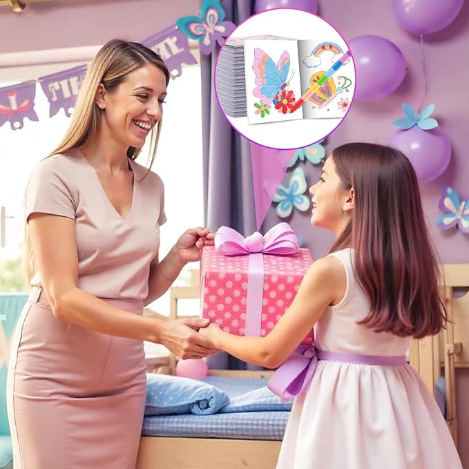 BenLouis 24 Pcs Butterfly Mini Coloring Books Kids Butterfly Theme Baby Shower Party Favors Small Activity Books Bulk for Kids Spring Fairy Birthday Goodie Bags Stuffers Return Gifts Classroom Travel