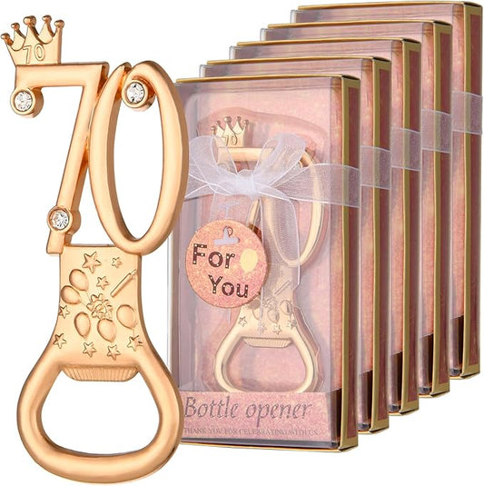 24 boxes of rose gold themed 70th birthday bottle openers favored for 70th golden wedding party gifts birthday party souvenirs or party decorations