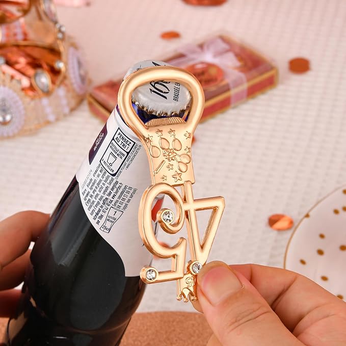 24 boxes of rose gold themed 45th birthday bottle openers, suitable for 45th anniversary wedding party gifts birthday party souvenirs or party decorations