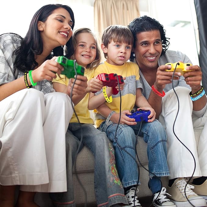 Tuparka 60-Piece Video Game Bracelets - Rubber Wristbands, Colored Silicone Wristbands Supplies for Game Party Favors, 6 Styles