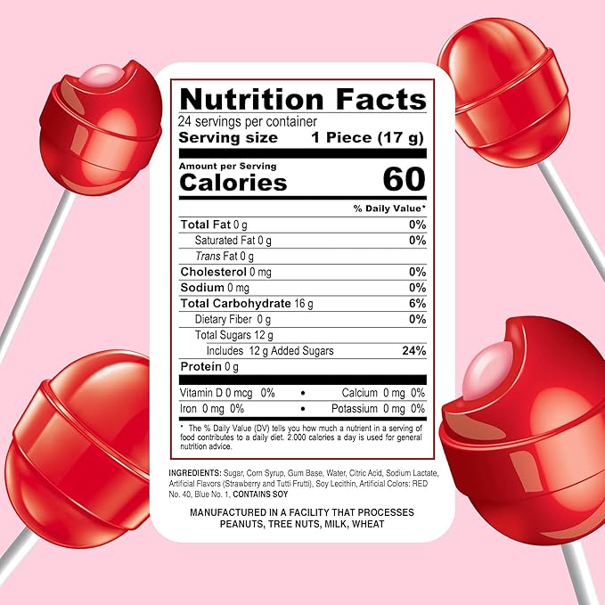 Colombina Bon Bon Bum Lollipops w/Bubble Gum Center, Strawberry Flavor, Individually Wrapped, Ideal for Party Favors and Gifts, 2 Pack (24 Count)