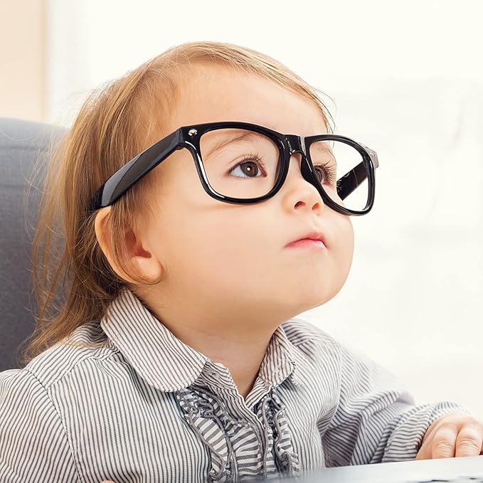 SUNOVELTIES 12 Pack Black Pretend Play Glasses Bulk, Boys Girls Birthday Party Favors No Lens Frame Fake Glasses