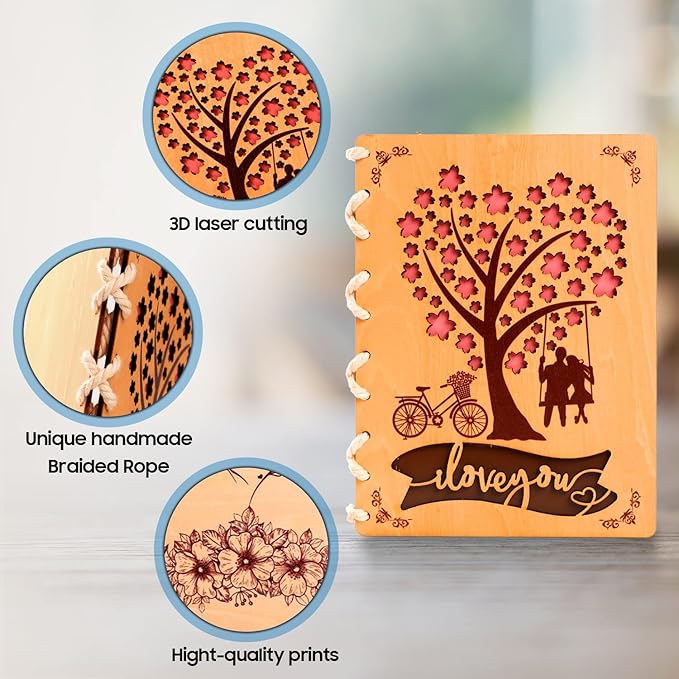 DEPLEE Cherry Wooden Cards with Unique Design for Father’s Day, Birthday or any Occasions, Happy Anniversary cards, Anniversary greeting Card to Show Appreciation for Fathers, Eco Friendly| 6x8 in…