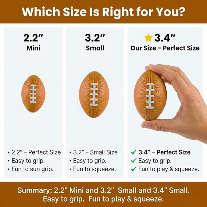 ALISSAR 20-Pack 3.4" Mini Football Stress Balls, Mini Foam Footballs for Football Party Superbowl Decoration, School Carnival Reward Gift
