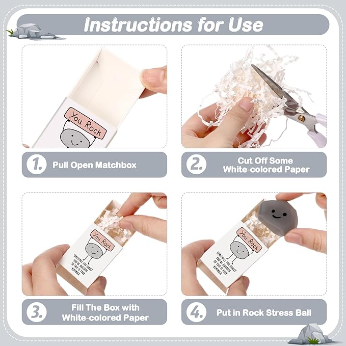 Wettarn 24 Sets You Rock Gifts Cute Stress Balls with Support Gift Boxes Inspirational Party Favors for Employee Coworker Friends Office Positive Relief Desk Decor