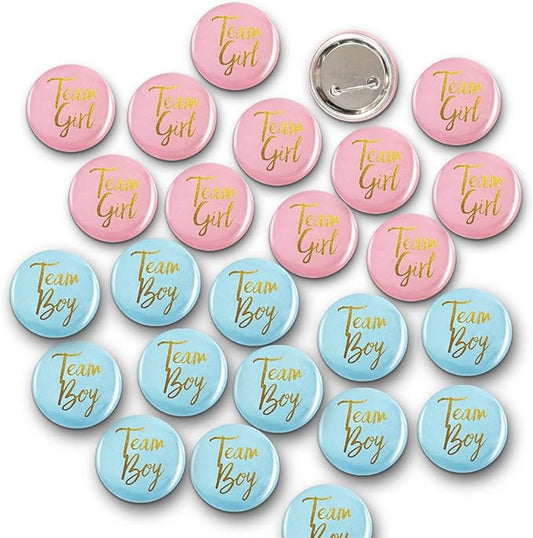 Gender Reveal Button Pins 50 Pcs, Team Boy Girl Button Pins, Pink blue Button Pin for Baby Shower Party Favors Gender Reveal Party Supplies.