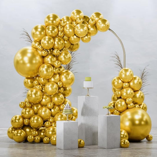PartyWoo Gold Balloons 85pcs Different Sizes of 18 12 10 5 Inch Gold Balloon Arch Kit Garland for Birthday Wedding Anniversary Baby Shower Graduation Retirement Casino Party Decorations Gold-G101