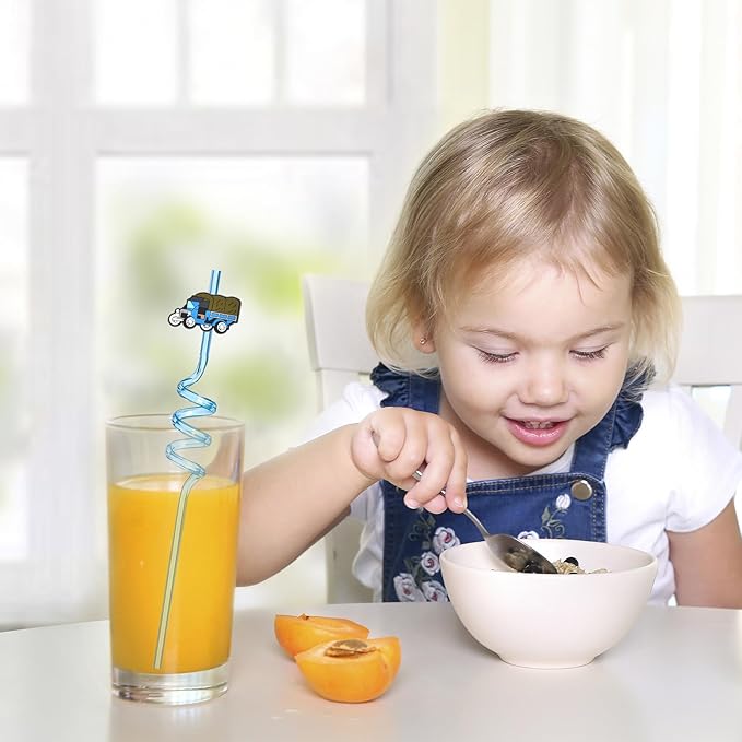 24 Pcs Vintage Classic Car Plastic Straws Vintage Car Theme Party Supplies Reusable Drinking Straw for Kids Teens Adults Birthday Party Supplies Favors Decorations