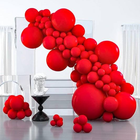 PartyWoo Red Balloons 127pcs Different Sizes of 36 18 12 10 5 Inch Red Balloon Arch Kit Garland for Birthday Graduation Bachelorette Citizenship Anniversary Cherry Casino Party Decorations Red-Y57