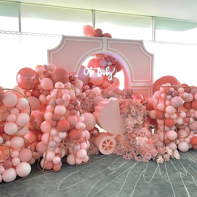 PartyWoo Dusty Pink Balloons 85pcs Different Sizes of 18 12 10 5 Inch Blush Pink Dusty Rose Boho Netural Balloon Arch Kit Garland for Baby Shower Princess Girl Birthday Party Decorations Pink-F01