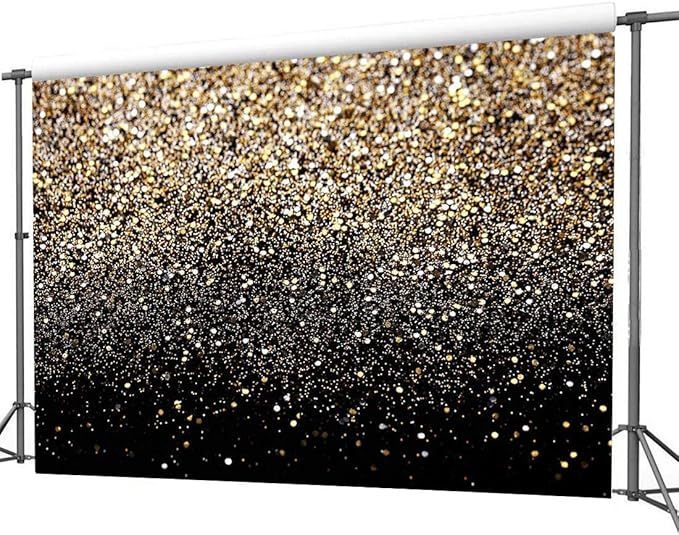 CYLYH 8x6ft Black and Gold Backdrop Glitter Dot Party Decor Vintage Background Graduation Prom Wedding Occasion Type