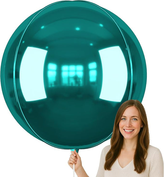 50 Inch Giant Dark Green Round Foil Balloons, 3Pcs Metallic Green 4D Ball Balloons for Birthday New Year Eve Wedding Engagement Graduation Anniversary Party Decorations 2026