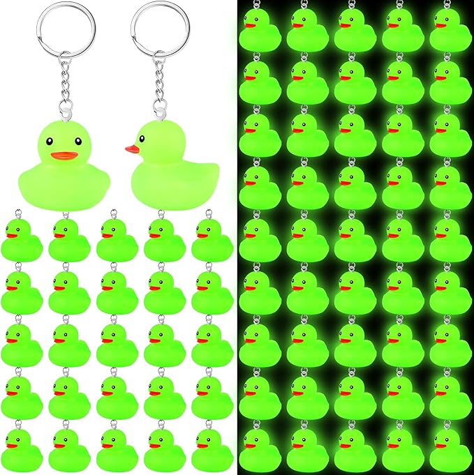 Deekin Duck Keychain Glow in The Dark Cruise Rubber Duck Halloween Keyring Party Favors Gifts Supplies Game Prizes