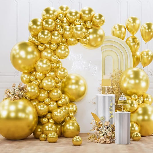 PartyWoo Gold Balloons 127pcs Different Sizes of 36 18 12 10 5 Inch Gold Balloon Arch Kit Garland for Graduation Birthday Wedding Anniversary Baby Shower Retirement Casino Party Decorations Gold-G101