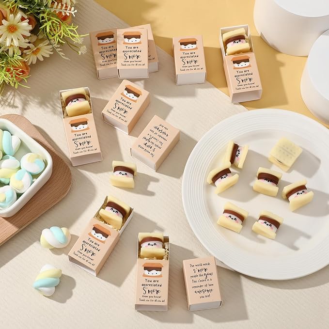 Wettarn 54 Sets Appreciation Gifts S'More Stress Balls with Thank You Gift Boxes for Employee Coworker Office Team Positive Relief Desk Decor