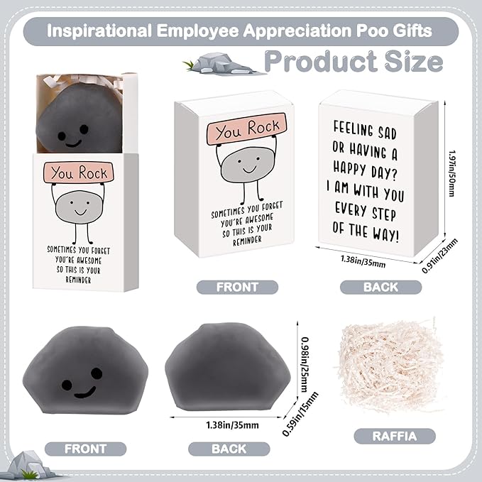 Wettarn 24 Sets You Rock Gifts Cute Stress Balls with Support Gift Boxes Inspirational Party Favors for Employee Coworker Friends Office Positive Relief Desk Decor