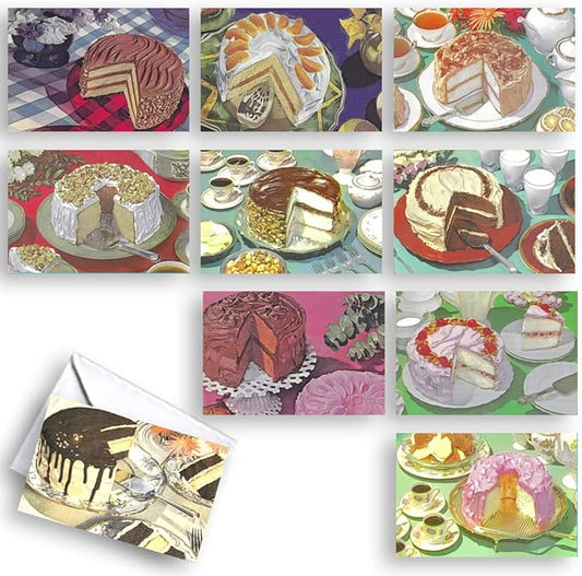 Wright Home & Gift Cakes All-Occasion Blank Note Greeting Cards | 10 Pack Assortment Bulk Variety Set + 10 Envelopes (4x6)