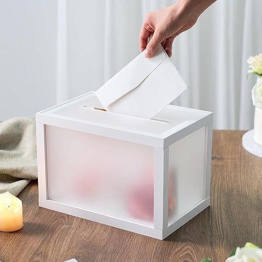 AW BRIDAL Frosted Wedding Card Box for Reception, 10.5"x7"x7" Money Envelope Box Holder for Graduation Honeymoon Fund, Gifts for Bridal Shower Birthday Party
