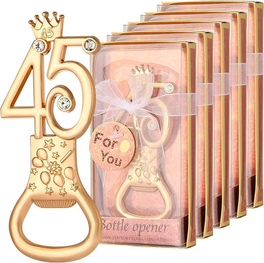 24 boxes of rose gold themed 45th birthday bottle openers, suitable for 45th anniversary wedding party gifts birthday party souvenirs or party decorations