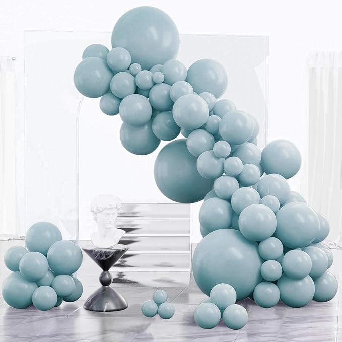 PartyWoo Dusty Blue Balloons 85pcs Different Sizes of 18 12 10 5 Inch Light Blue Aqua Boho Balloon Arch Kit Garland for Graduation Baby Shower Gender Reveal Birthday Party Decorations Blue-F28