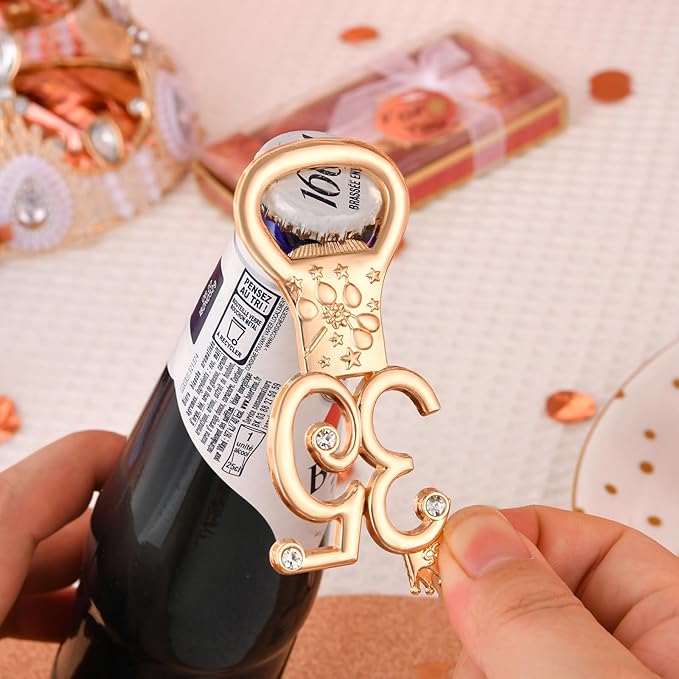 24 boxes of rose gold themed 35th birthday bottle openers, suitable for 35th anniversary wedding party gifts birthday party souvenirs or party decorations