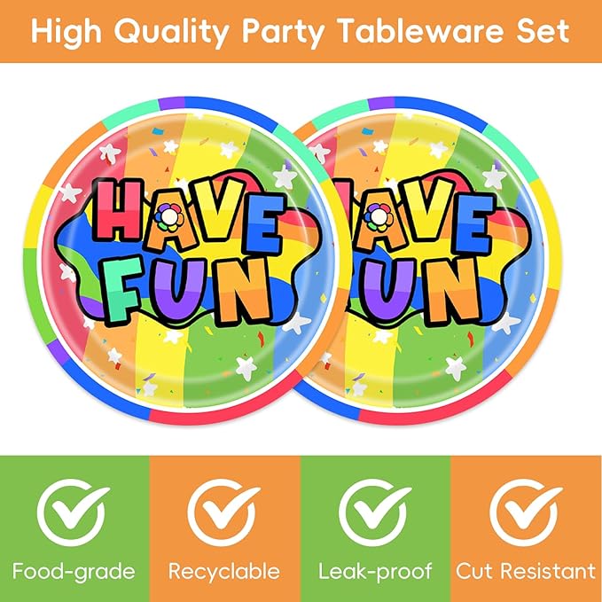40Pcs Dandy Birthday Party Plates and Napkins for 20 Guests - Cartoon Game Tableware Party Supplies for Baby Shower Birthday Decorations