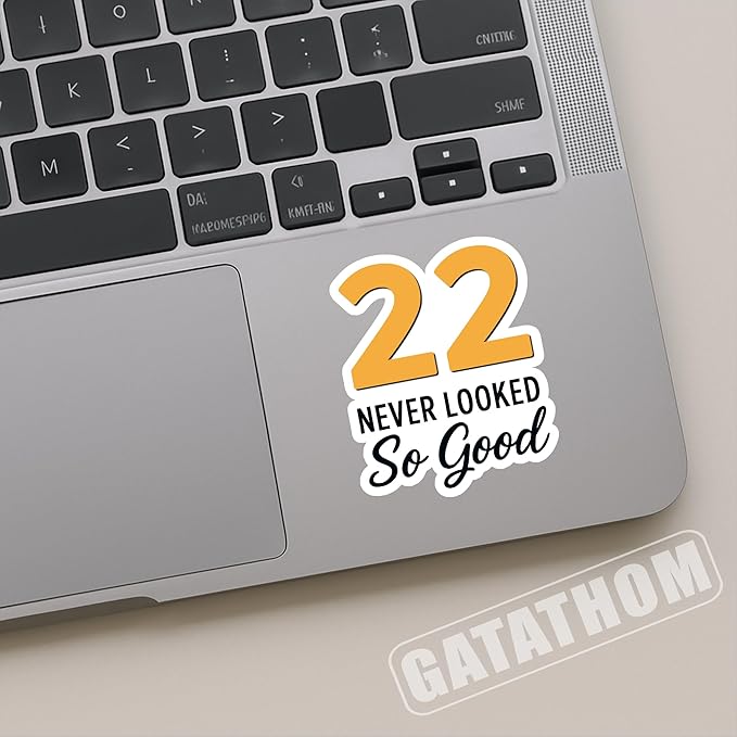 (3PCS) 22 Never Looked So Good Sticker – Happy 22 th Birthday, Waterproof Vinyl Decals for Party Decor, Scrapbooking, Water Bottles, Tumblers, Laptops, Size 3" x 2.5 "