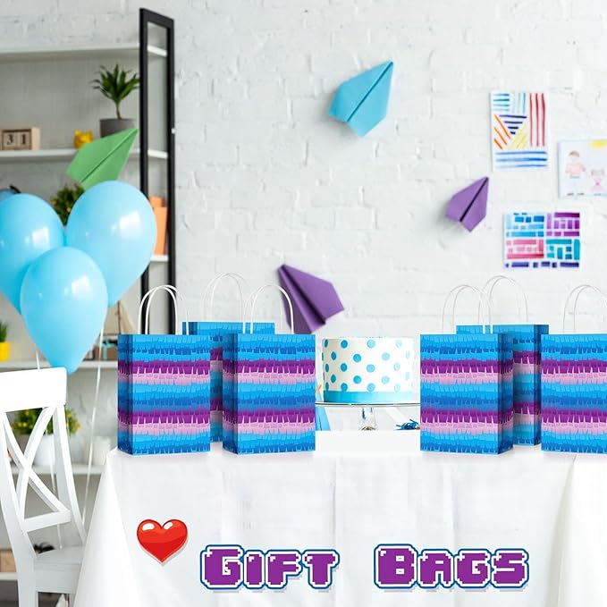 Epakh 12 Pcs Video Game Goodie Bags Anime Video Game Gift Bags with Handle Gamer Theme Party Supplies for Kids Boys Girls Gaming Themed Birthday Party Favors