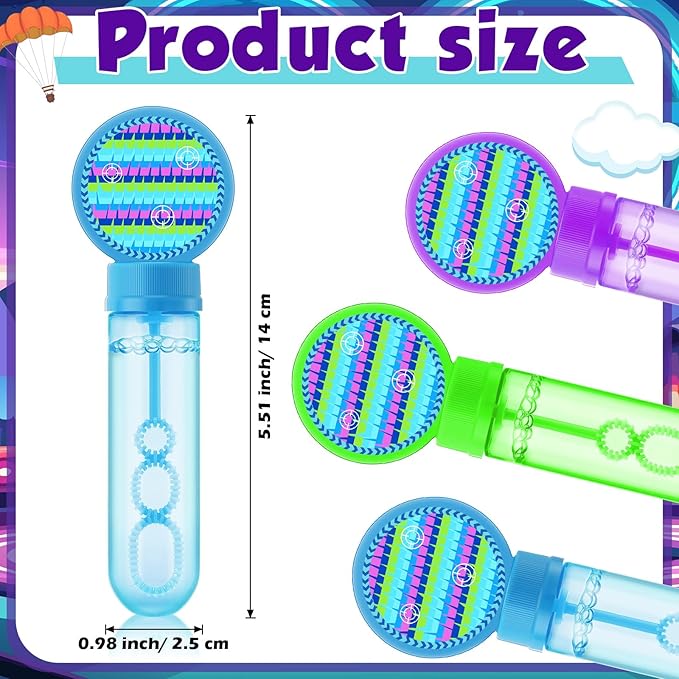 Rotatingpals 24 Pcs Video Game Bubble Wands Mini Gaming Bubble Toys for Kids Toddlers Video Game Party Christmas Birthday Gifts Filler Goodie Bag Stuffer (Purple, Blue, Green)