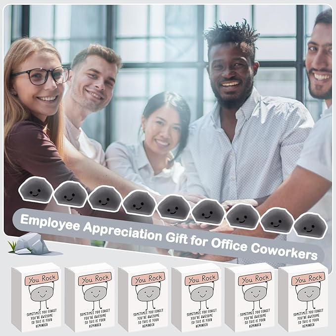 Wettarn 24 Sets You Rock Gifts Cute Stress Balls with Support Gift Boxes Inspirational Party Favors for Employee Coworker Friends Office Positive Relief Desk Decor