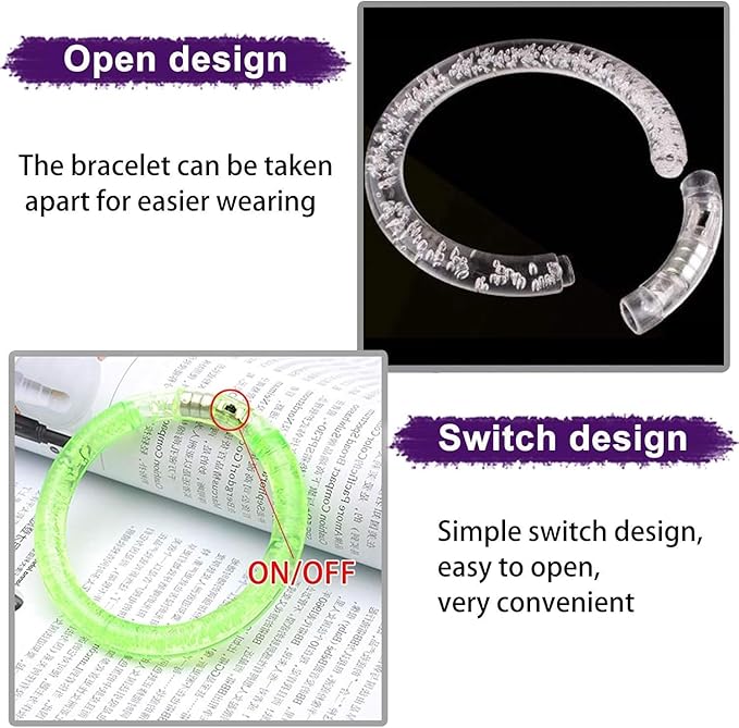 AMENON 24 Pack Glow In The Dark LED Bracelets Party Favors for Kids Party Supplies Flashing Light Up Bracelet Glow Sticks Party Toys Neon Accessory Concert Birthday Party Games Valentines Day Gifts