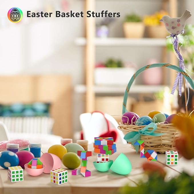 Vdealen 32 Pack Mini Cube&Fidget Snake Cube Puzzle Party Favors for Kids, School Rewards&Classroom Prize for Students, Goodie Bag Stocking Stuffers, Gift for Birthday Valentine Easter Christmas