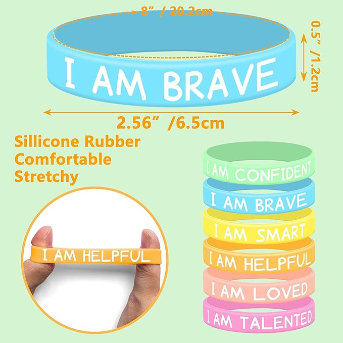 Lesnala 48 Pcs Students inspirational silicone wristbands Motivational bracelets for kids Affirmation rubber bracelet for Back to School Class Prizes Birthday Party Favor Graduation Gifts 6 Styles