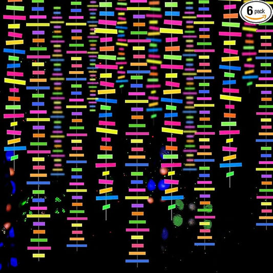 60feet Paper UV Neon Garland Neon Streamers Glow in The Dark Neon Party Supplies and Decorations Glow in The Dark Streamers Blacklight Reactive Fluorescent Black Light Party Kit for Birthday Wedding