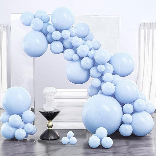 PartyWoo Baby Blue Balloons 127pcs Different Sizes of 36 18 12 10 5 Inch Light Pastel Sky Aqua Blue Balloon Arch Kit Garland for Graduation Baby Shower Gender Reveal Easter Party Decorations Blue-Q13