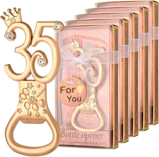 24 boxes of rose gold themed 35th birthday bottle openers, suitable for 35th anniversary wedding party gifts birthday party souvenirs or party decorations
