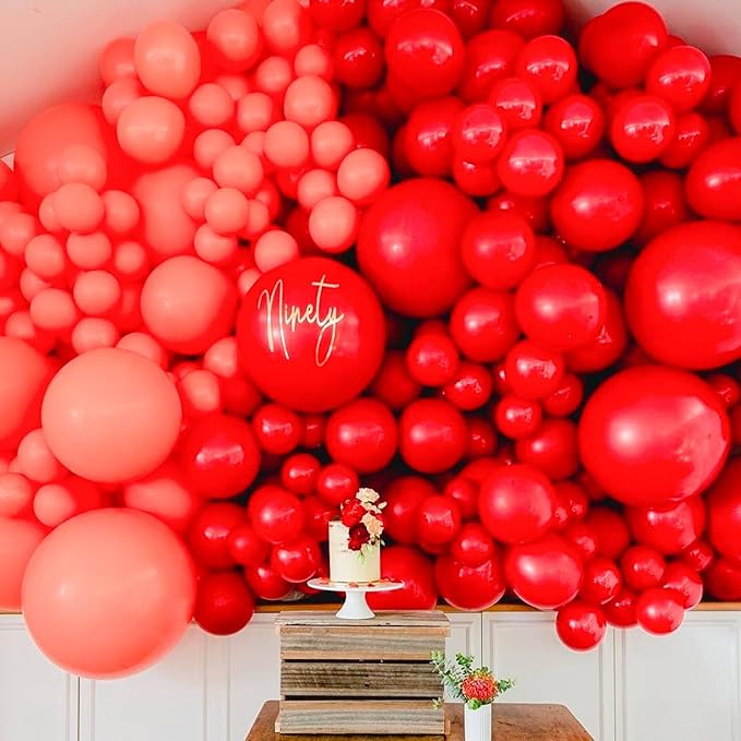PartyWoo Red Balloons 85 pcs Different Sizes of 18 12 10 5 Inch Red Balloon Arch Kit Garland for Birthday Graduation Bachelorette Citizenship Anniversary Cherry Casino Theme Party Decorations Red-Y57