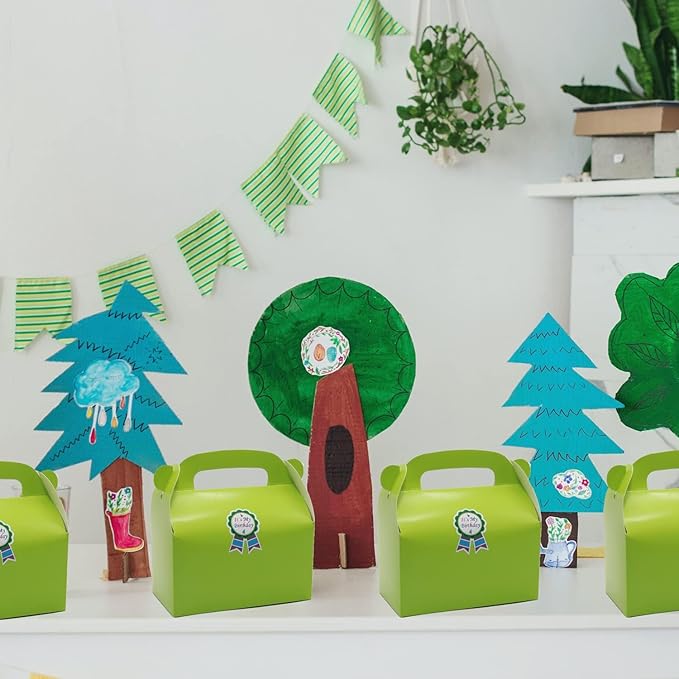 Oletx 30-Pack Green Party Favor Treat Boxes, Goodie Gable Paper Gift Boxes with Handles. Perfect for Gardening/Green Thumbs Party Decoration Supplies and St Patricks Day Gift Giving
