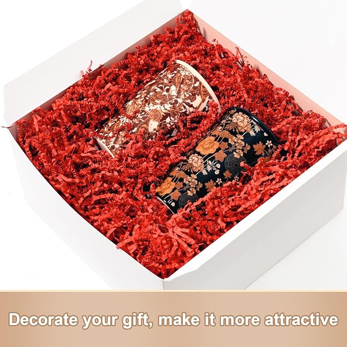 Wowxyz 1 LB Crinkle Cut Paper Shred Red Crinkle Shredded Paper for Gift Baskets - Gift Box Bag Filler - Confetti Stuffing for Birthday, Holiday Present Packaging Wrapping