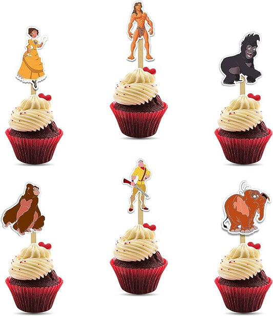 "Tarzn Cupcake Topper – Cartoon Inspired Birthday Party Decoration – Adventure Theme Cupcake Picks for Parties, Baby Showers, Family Gatherings, School Events, and Tarzn Themed Celebrations"