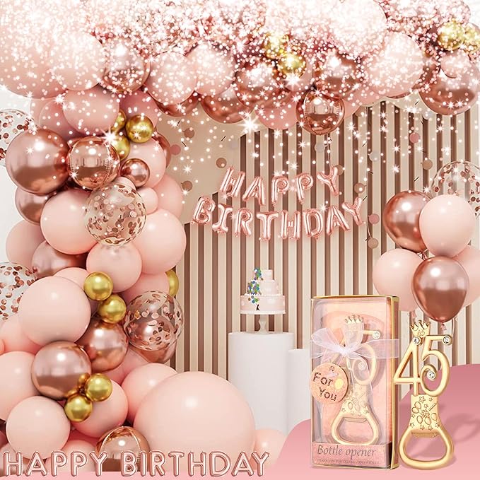 24 boxes of rose gold themed 45th birthday bottle openers, suitable for 45th anniversary wedding party gifts birthday party souvenirs or party decorations