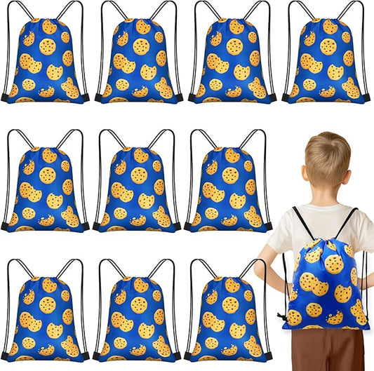 Yiyiring 30 Pcs Cookies Drawstring Gift Bags Cookies Party Favor Bags for Chocolate Chip Cookie and Milk Theme Birthday Baby Shower Party Supplies(Cartoon)
