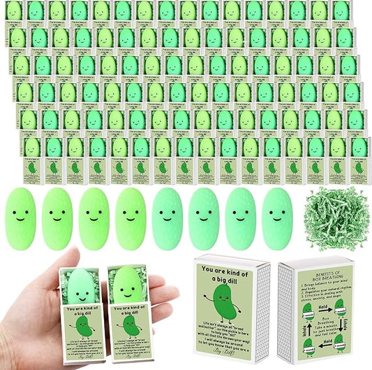 Wettarn 36 Sets Appreciation Pickle Gifts Cute Stress Balls with Support Gift Boxes Adults Party Favors for Employee Coworker Friends Office Positive Relief Toys Stocking Stuffers