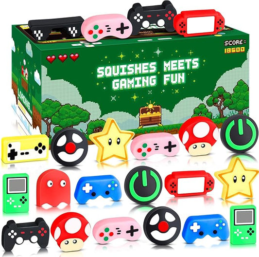 Erweicet Video Game Party Favors 36 PCS Gamer Squishy Toy for Kids Boys Video Game Birthday Party