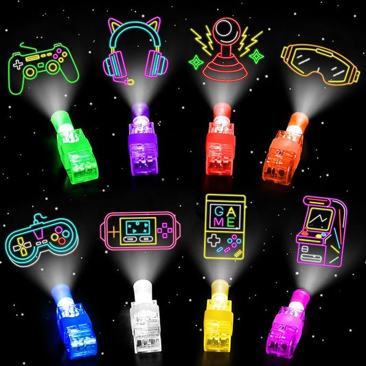 32 Pcs Video Game Party Favors Finger Lights Gamer Birthday Decorations, Neon Glow in the Dark Light Up Party Supplies Gaming Toys Fun Gifts Bulk for Kids Goodie Bags Stuffers Classroom Prizes