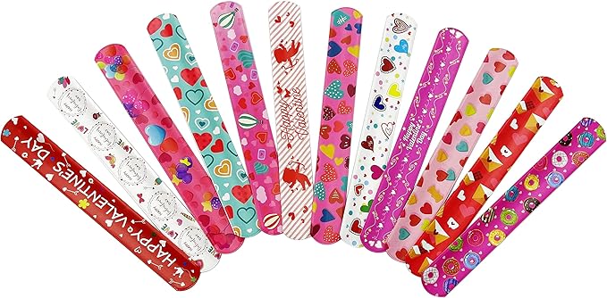DimiGlobal Valentine Slap Bracelets for Kids Valentines Day Slap Bracelets Bulk for Boys and Girls Holiday Slap Bracelet Party Favors Supplies Classroom Prizes Exchanging Gifts (48)