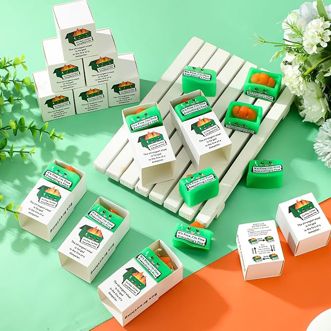 Wettarn 24 Sets Appreciation Dumpster Gifts Funny Stress Balls with Support Gift Boxes Inspirational Party Favors for Employee Coworker Friends Office Positive Relief Toys