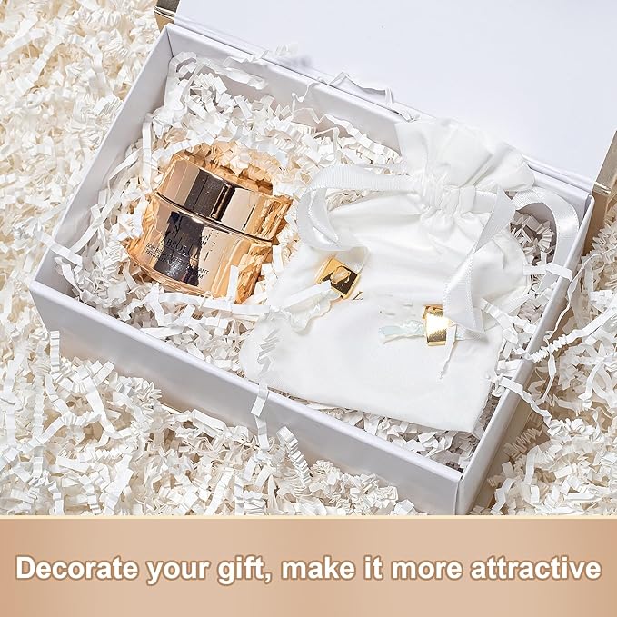 Wowxyz 1 LB Crinkle Cut Paper Shred White Crinkle Shredded Paper for Gift Baskets - Gift Box Bag Filler - Confetti Stuffing for Birthday, Holiday Present Packaging Wrapping