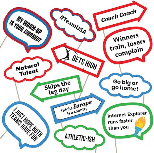 Sports Games Party Photo Booth Props Set – Fun Athletic-Themed Decorations for Team Events, Competitions, and Celebrations (12)